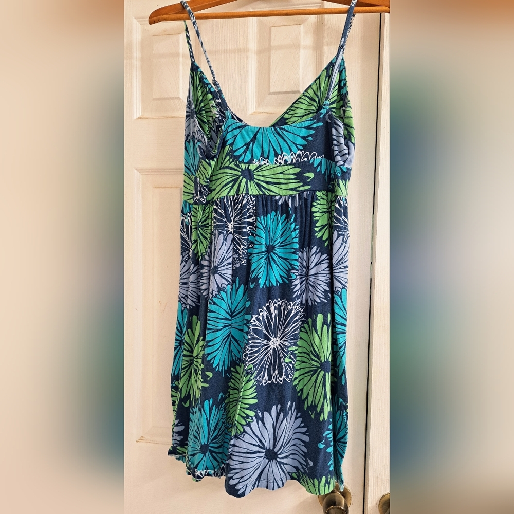 Chrysanthemum Floral Sun Dress Tshirt Knit Beach Pool Easy To Wear